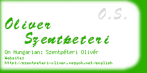 oliver szentpeteri business card